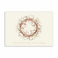 Colorful Berry Wreath Greeting Card - Gold Lined Ecru Envelope